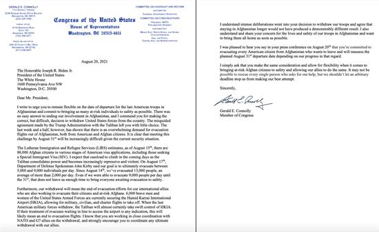 Afghanistan departure letter